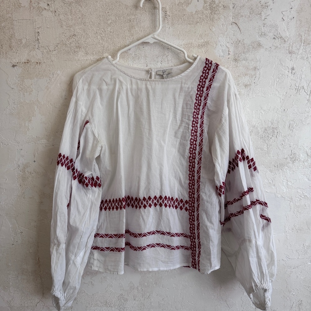 Joie Puff Sleeve Shirt Embroidered